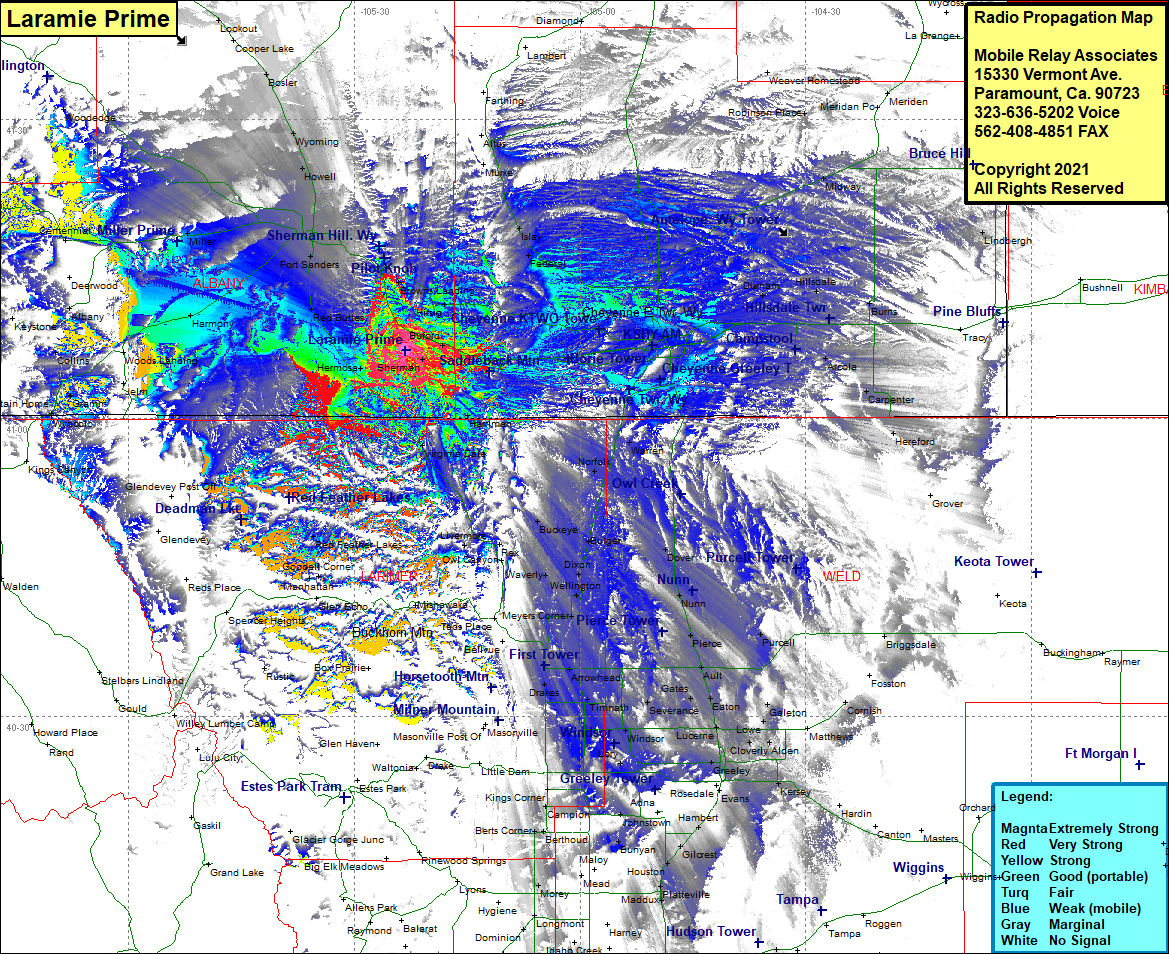 heat map radio coverage Laramie Prime